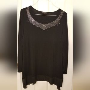Esperanza Women's Rhinestone Black Blouse